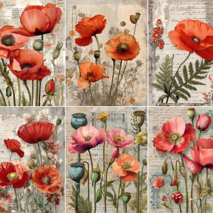 poppy – 52 Poppy Junk Journal Pages