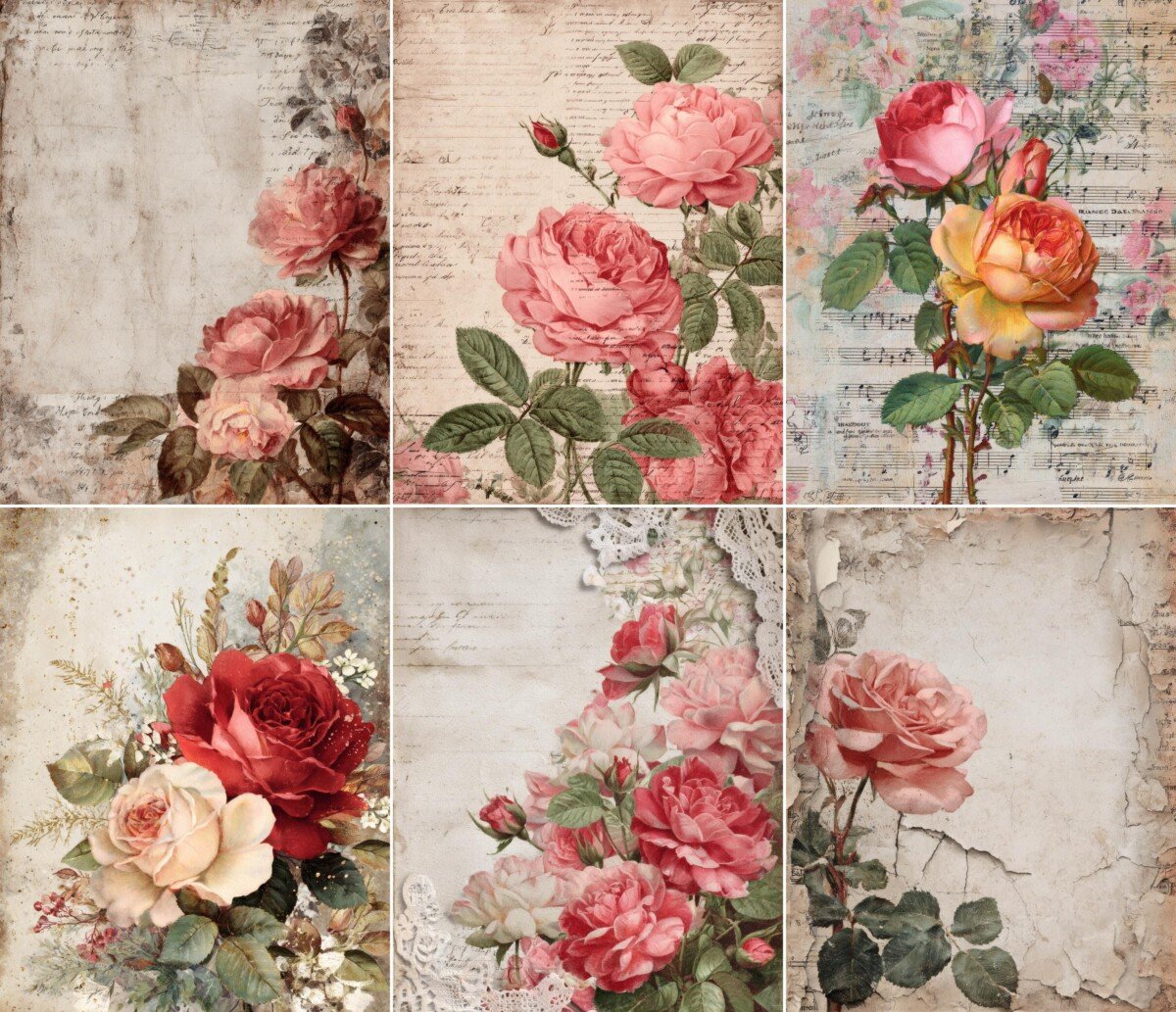 rose – 54 Rose Junk Journal Pages