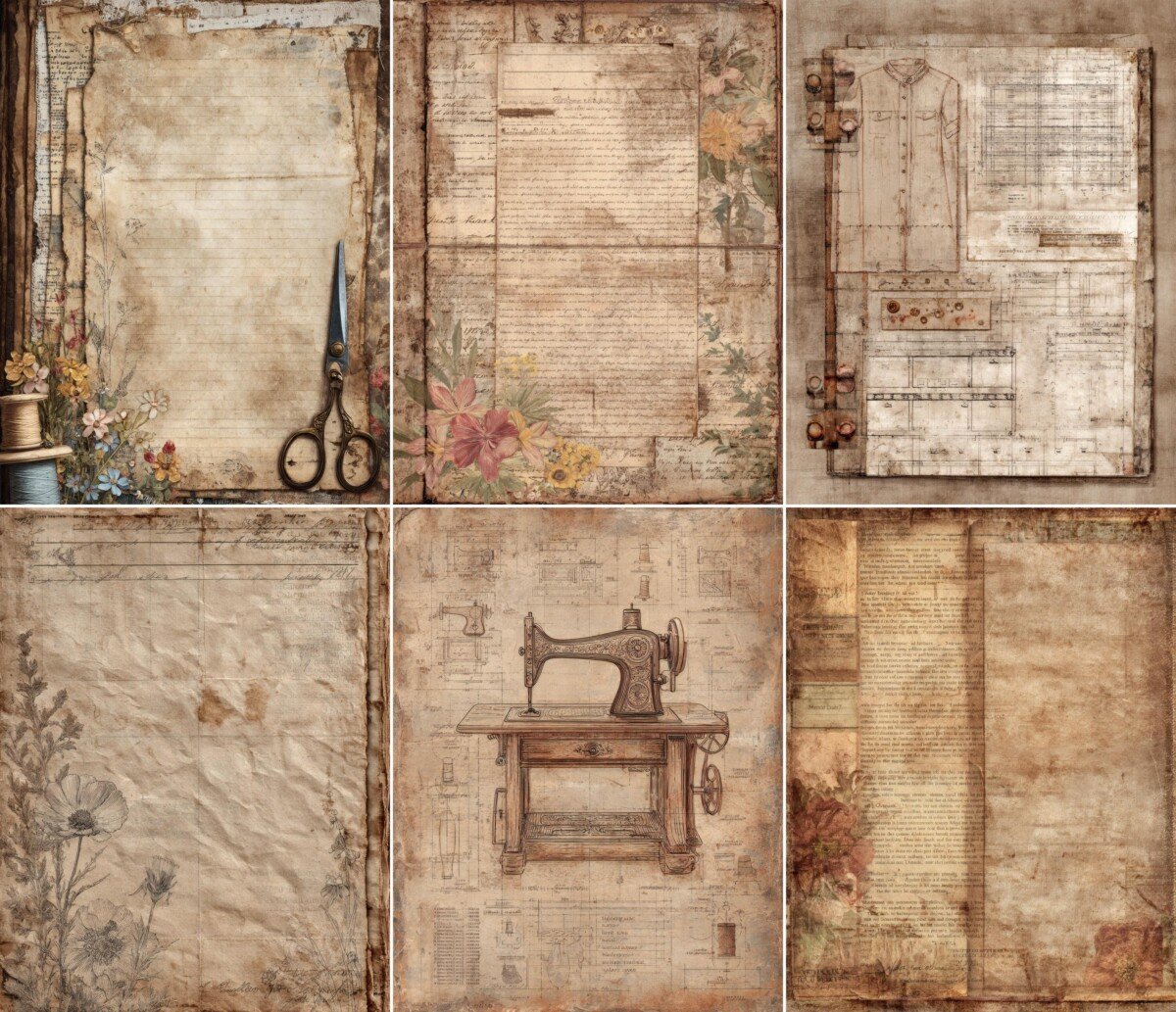 rustic – 39 Rustic Sewing Pattern Junk Journal Kit