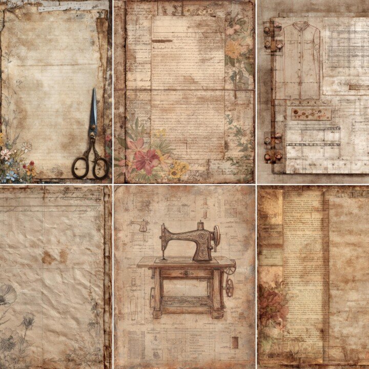 rustic – 39 Rustic Sewing Pattern Junk Journal Kit