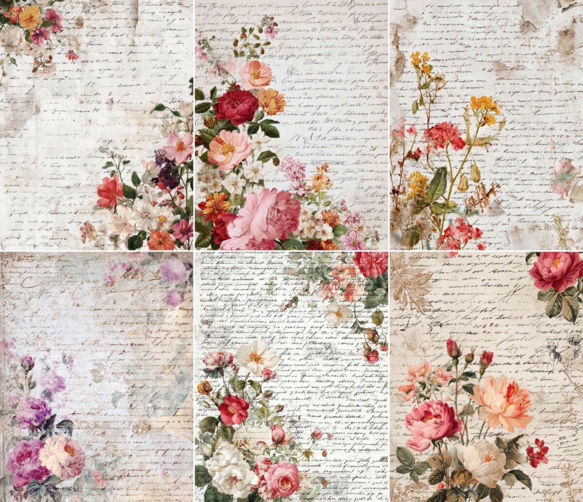 floral – 28 Floral Handwriting Junk Journal Pages