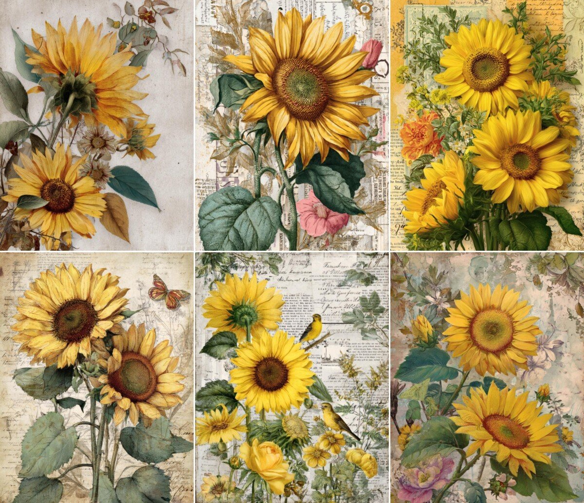 sunflower – 52 Sunflower Junk Journal Pages