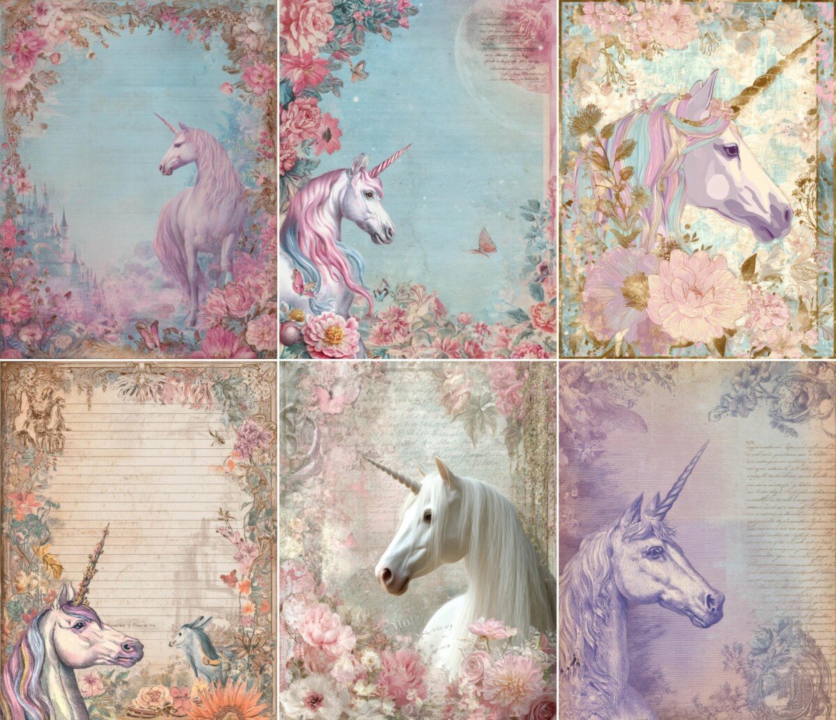 unicorn – 56 Unicorn Fantasy Junk Journal Pages