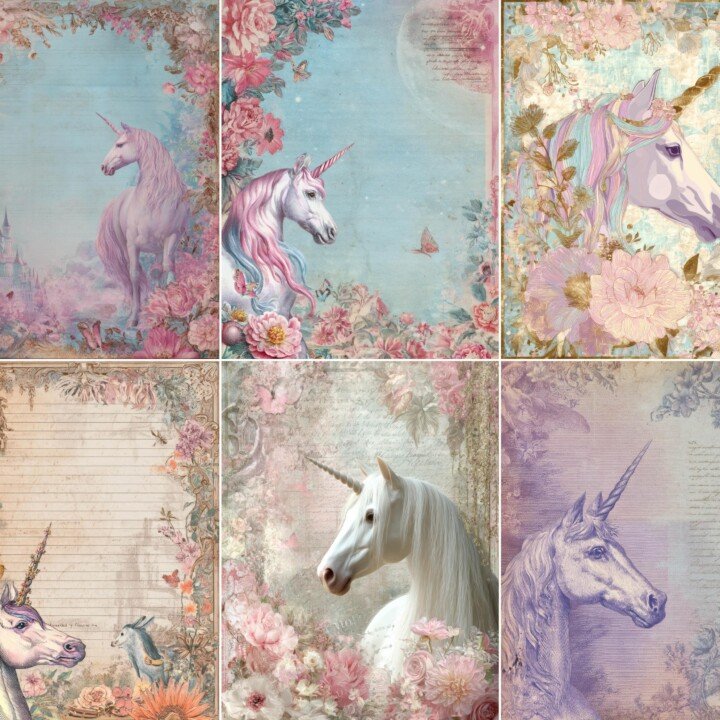 unicorn – 56 Unicorn Fantasy Junk Journal Pages