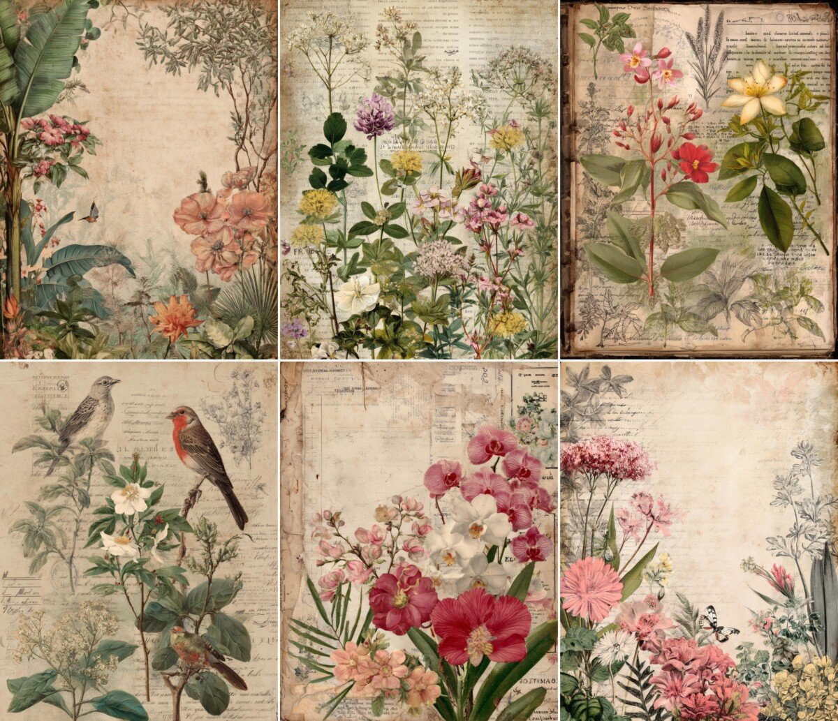 vintage – 60 Vintage Botanical Garden Junk Journal Pages