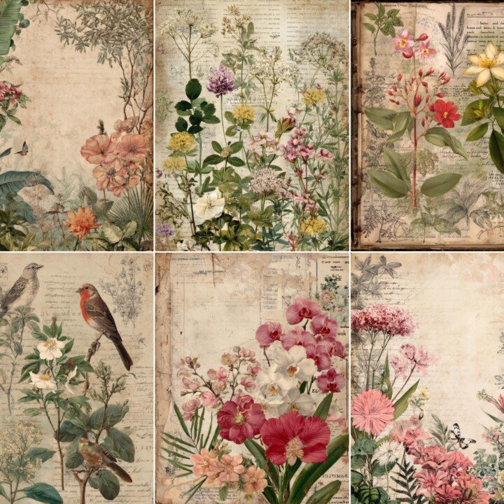 vintage – 60 Vintage Botanical Garden Junk Journal Pages