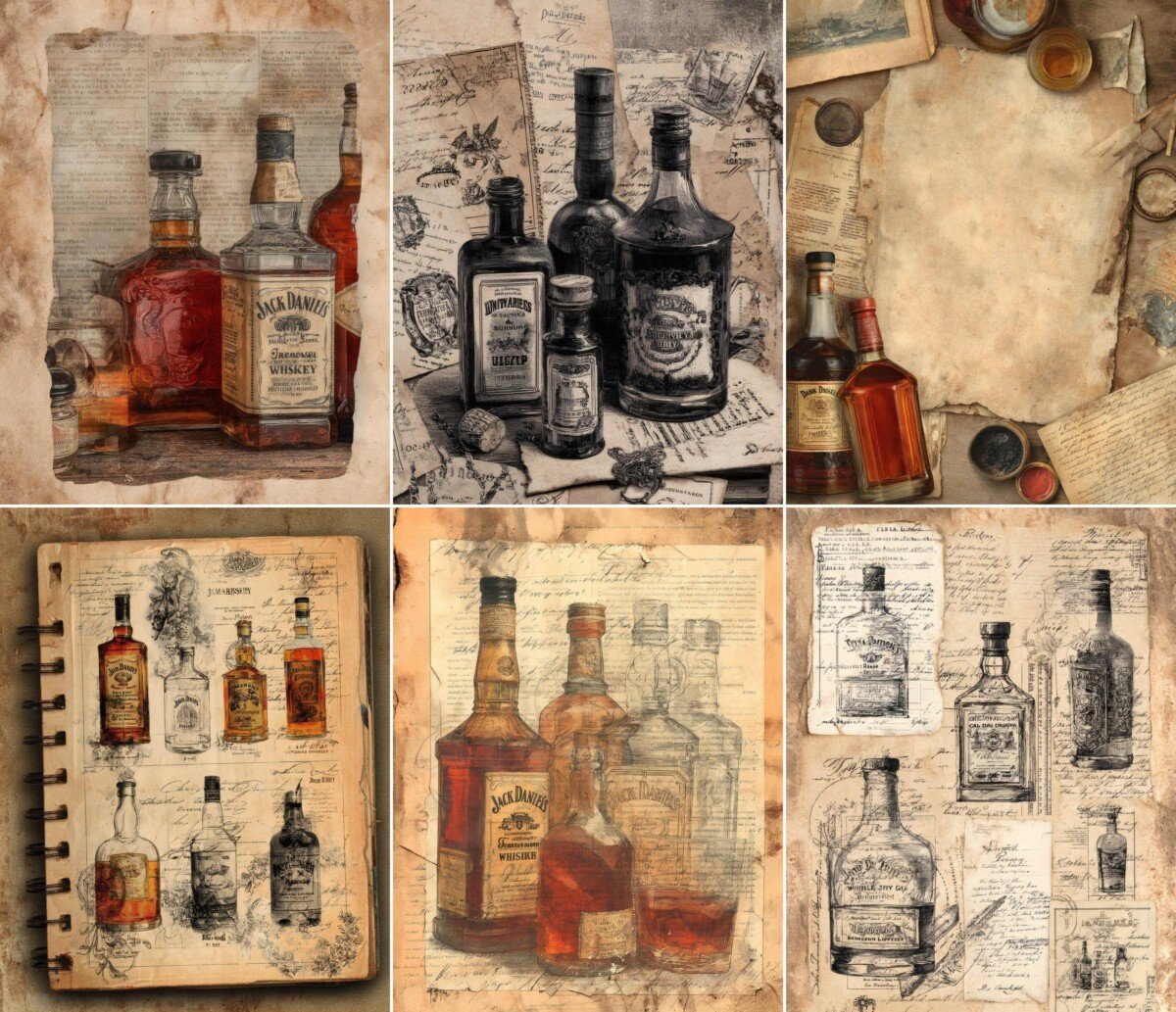 vintage – 51 Vintage Whiskey Junk Journal Pages