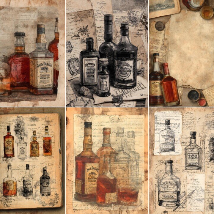 vintage – 51 Vintage Whiskey Junk Journal Pages