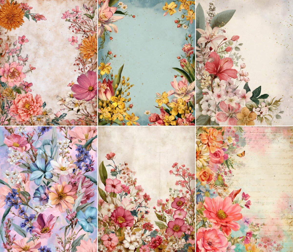 whimsical – 48 Whimsical Floral Junk Journal Pages