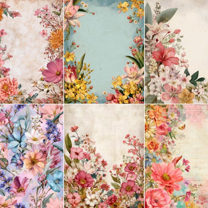whimsical – 48 Whimsical Floral Junk Journal Pages