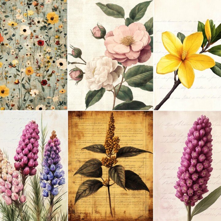 vintage – 68 Vintage Botanical Junk Journal Pages