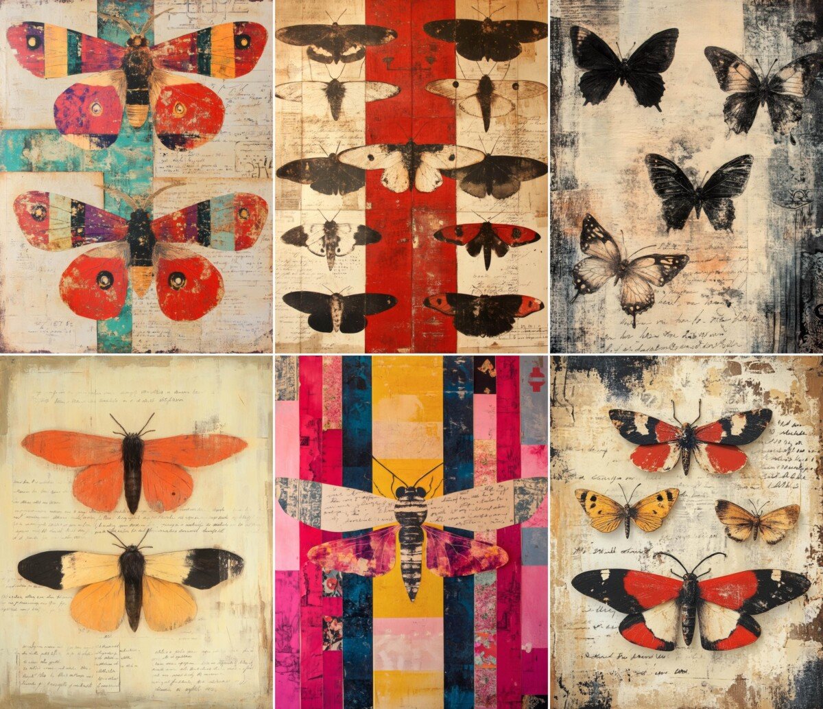 vintage – 78 Vintage Moth Junk Journal Pages