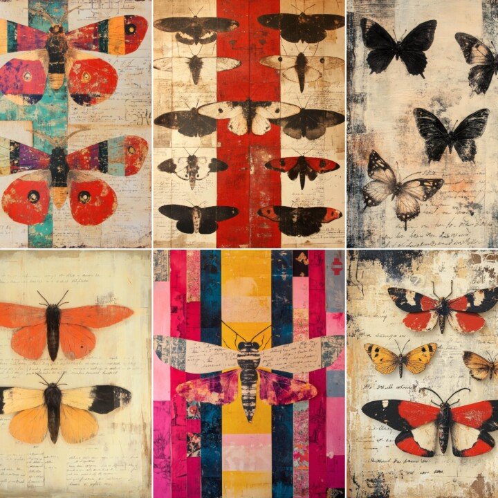 vintage – 78 Vintage Moth Junk Journal Pages