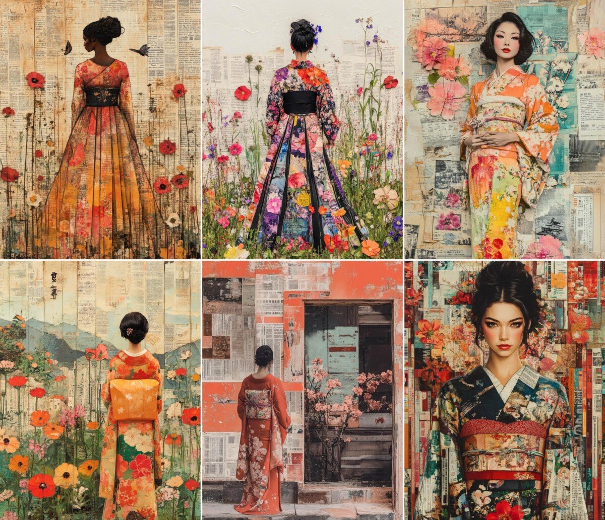 floral – 56 Floral Kimono Journal Pages
