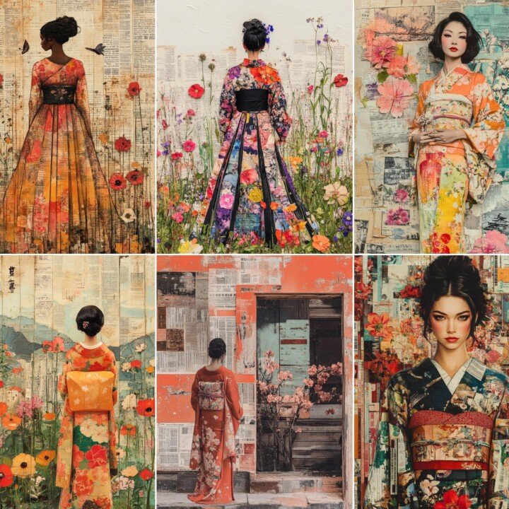 floral – 56 Floral Kimono Journal Pages