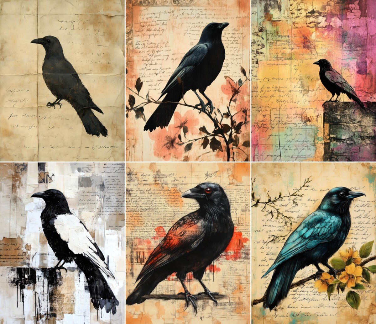 gothic – 72 Gothic Crow Junk Journal Pages