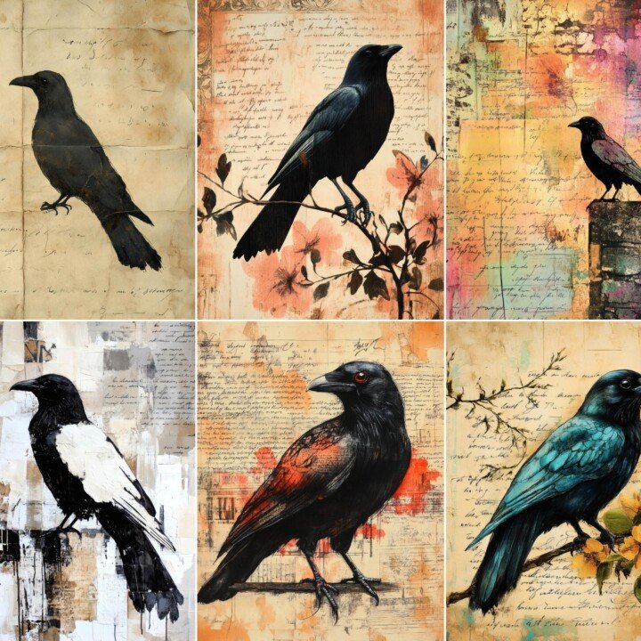 gothic – 72 Gothic Crow Junk Journal Pages