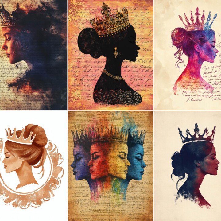 crowned – 64 Crowned Women Junk Journal Pages