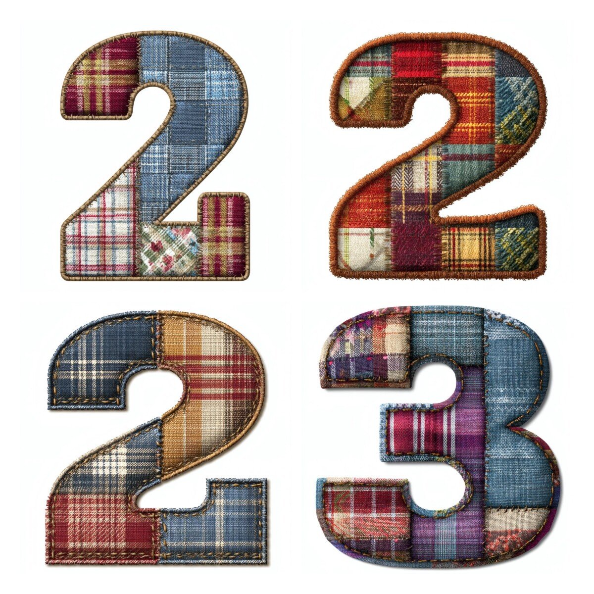 patchwork – 42 Patchwork Fabric Number Junk Journal Fussy Cuts