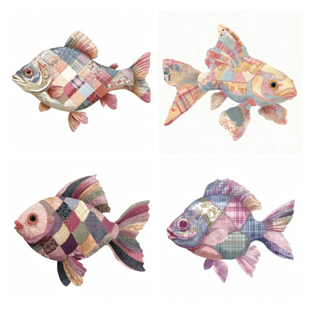 patchwork – 32 Patchwork Fish Clipart