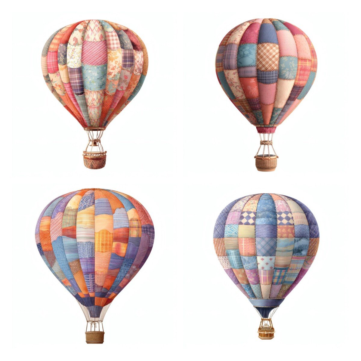 patchwork hot air balloon clipart preview 6 – Fussy Cuts
