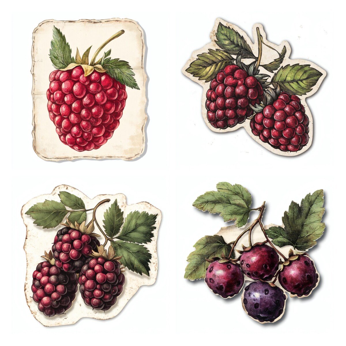 vintage – 24 Vintage Berry Die Cuts Cutouts