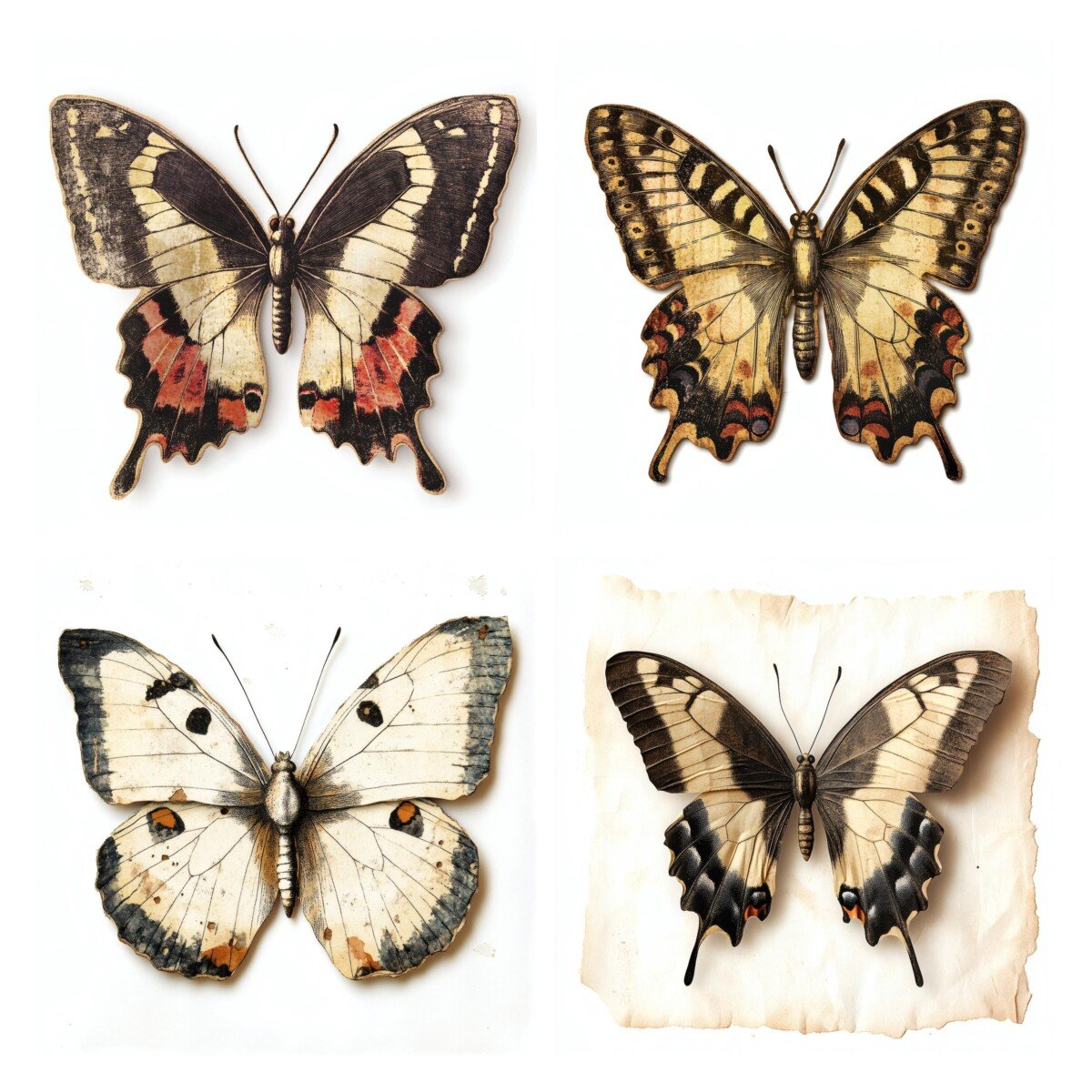 vintage – 28 Vintage Butterfly Die Cuts Cutouts