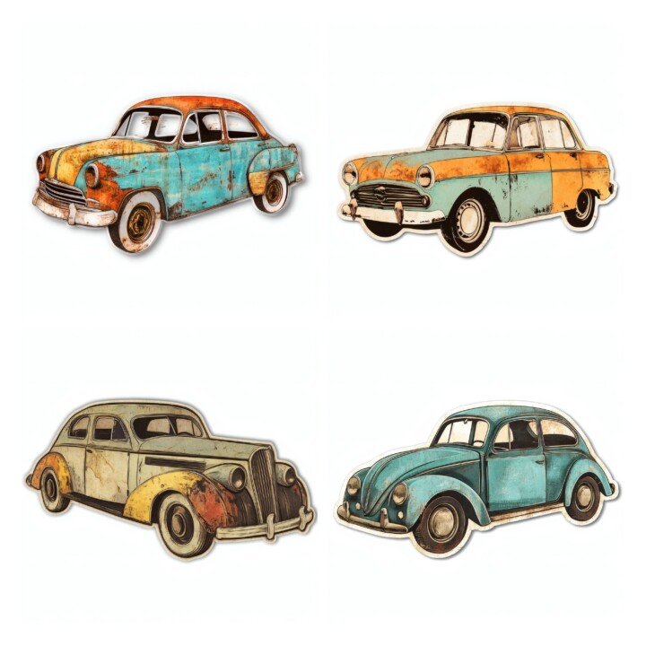 vintage – 32 Vintage Car Die Cuts Cutouts