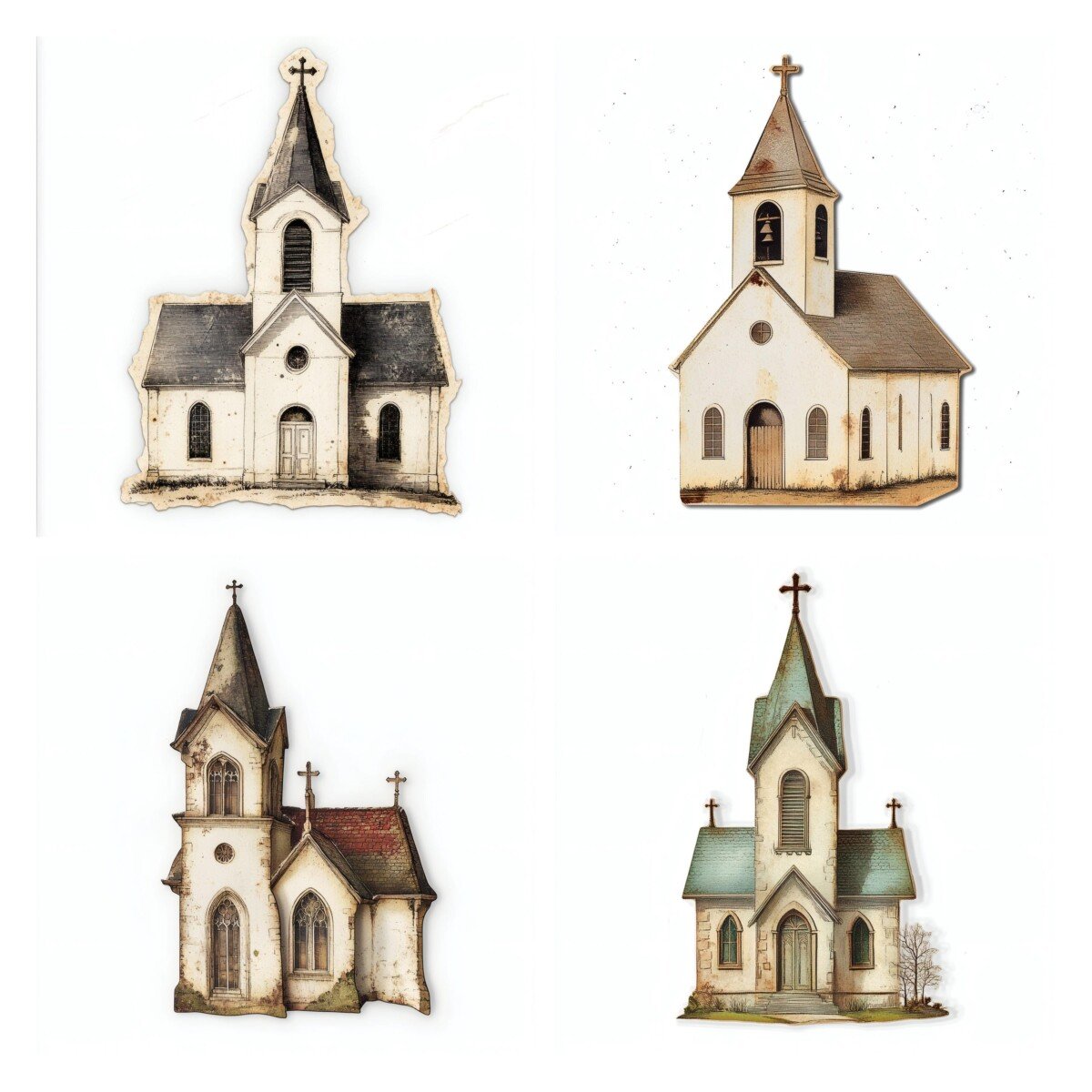 vintage – 44 Vintage Church Die Cuts Cutouts