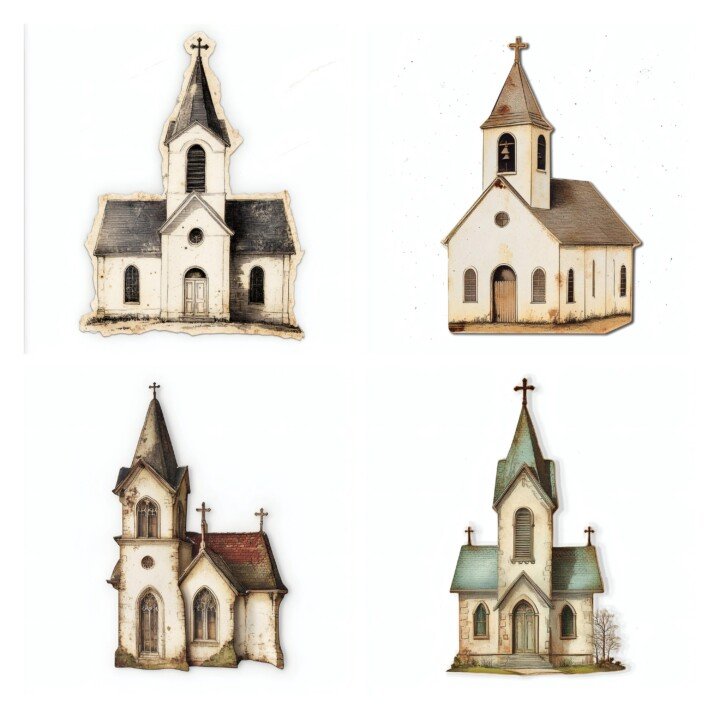 vintage – 44 Vintage Church Die Cuts Cutouts