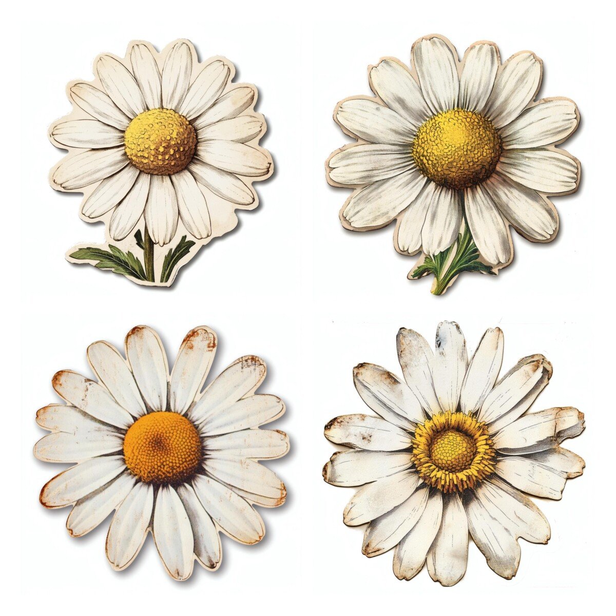 vintage – 31 Vintage Daisy Die Cuts Cutouts