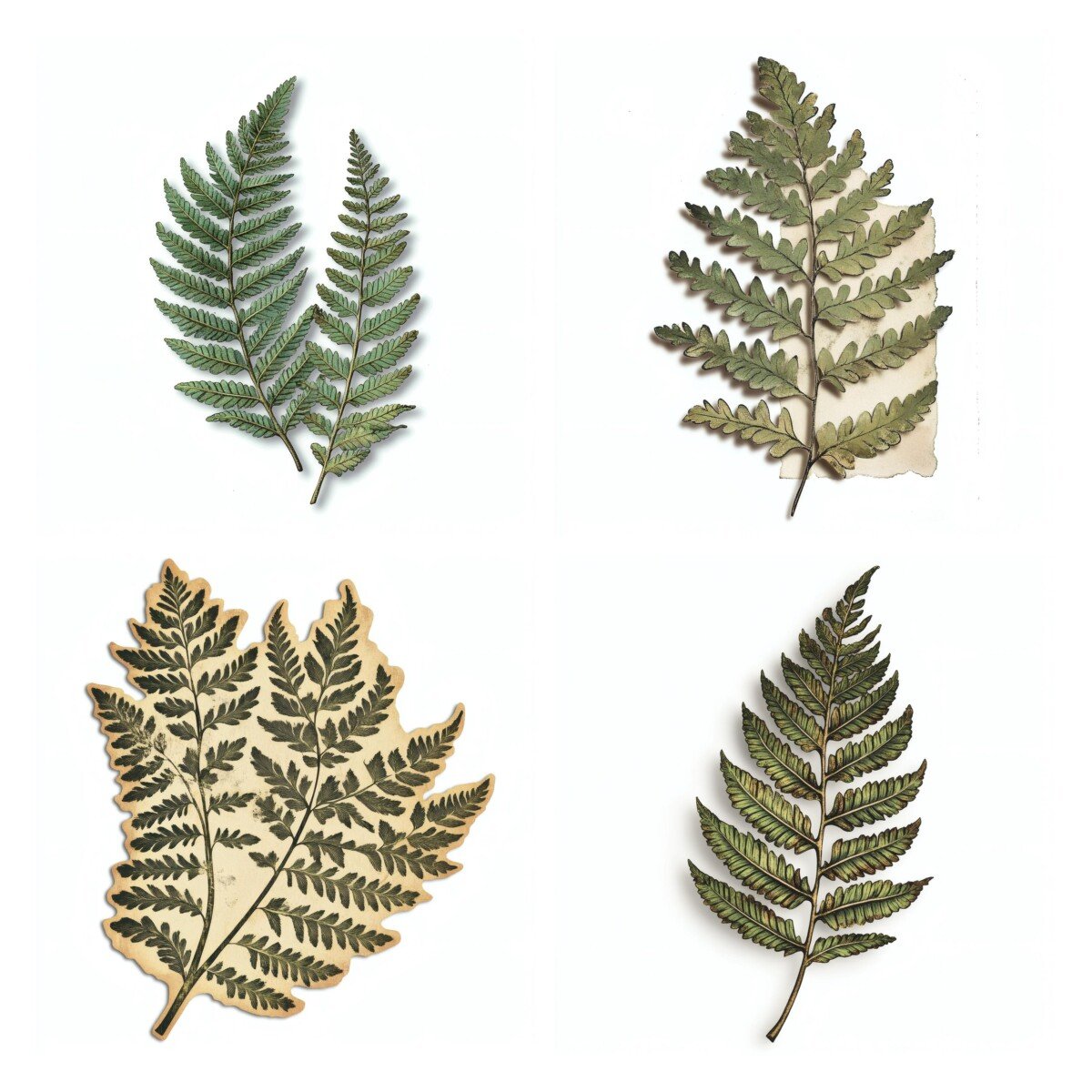 vintage – 24 Vintage Fern Die Cuts Cutouts