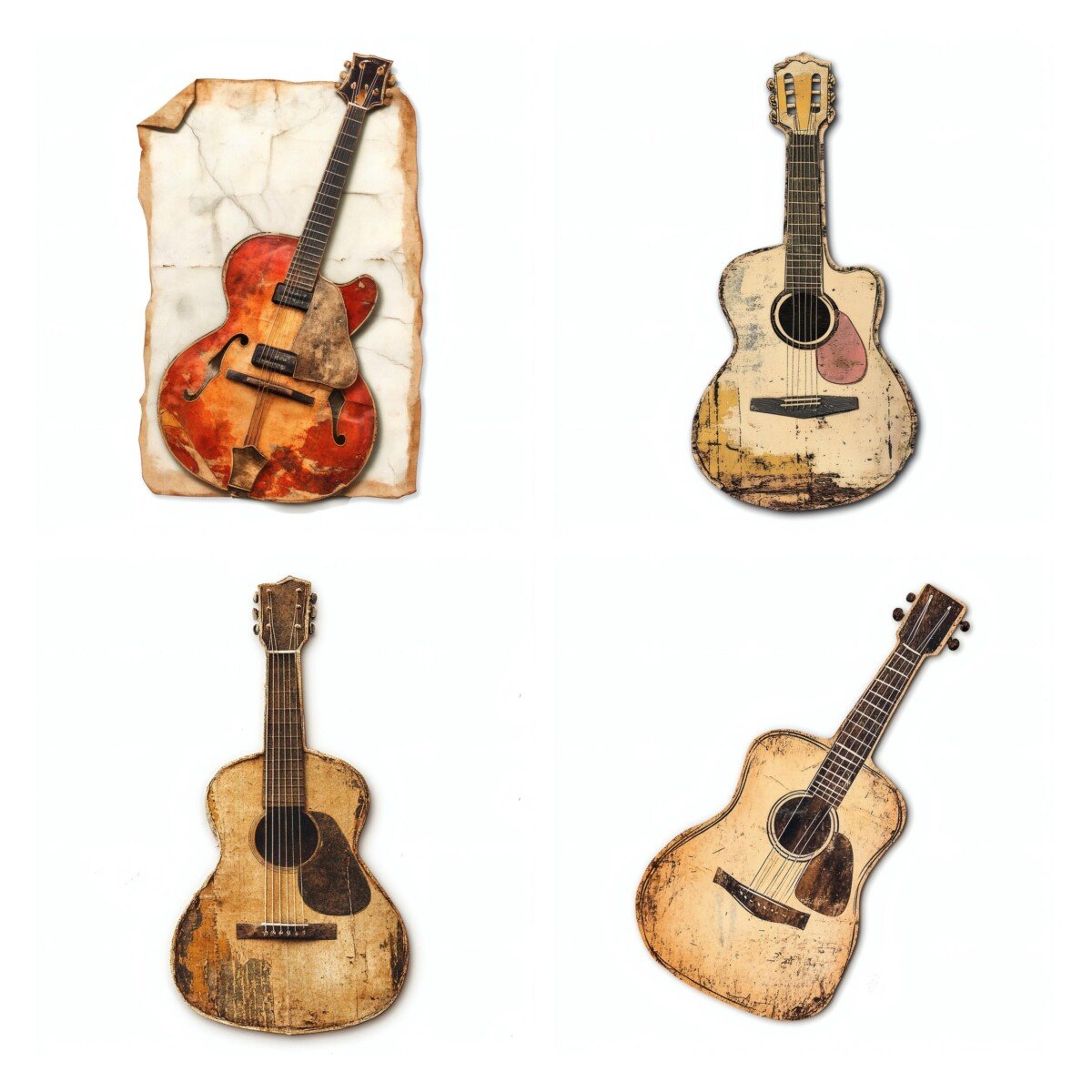 vintage – 24 Vintage Guitar Die Cuts Cutouts
