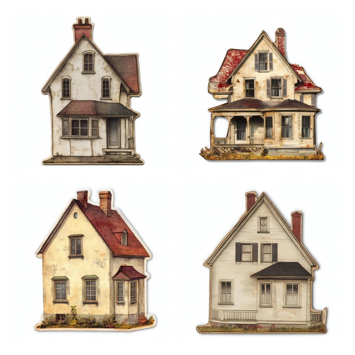 vintage – 28 Vintage House Die Cuts Cutouts