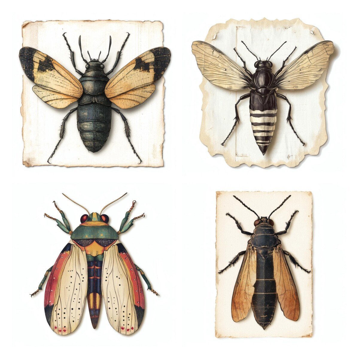 vintage – 32 Vintage Insect Die Cuts