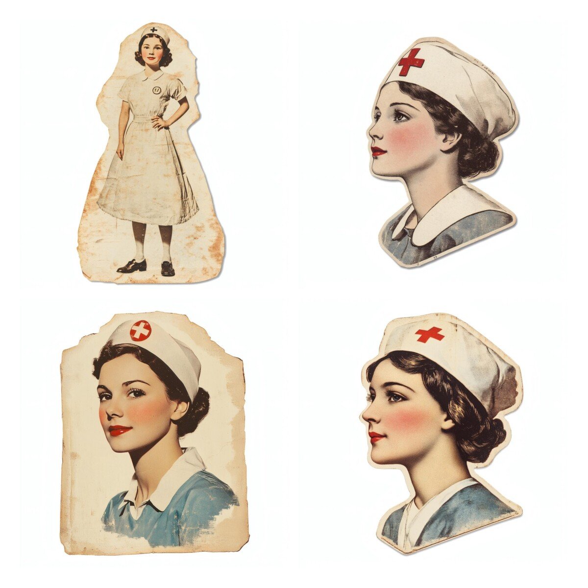 vintage – 24 Vintage Nurse Die Cuts Cutouts