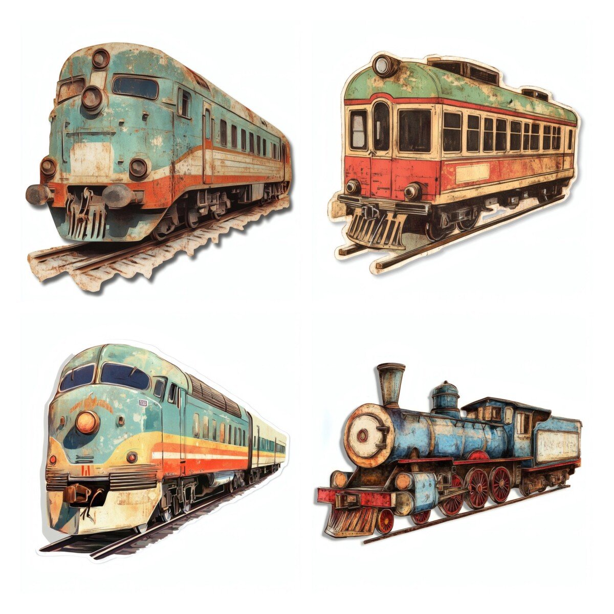 vintage – 24 Vintage Train Die Cuts Cutouts