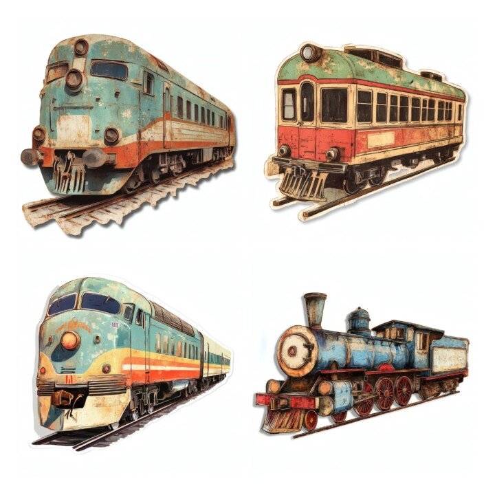 vintage – 24 Vintage Train Die Cuts Cutouts