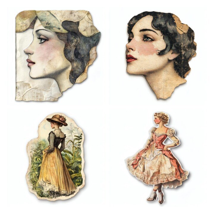 whimsical – 28 Whimsical Woman Watercolor Female Character Ephemera Cutouts