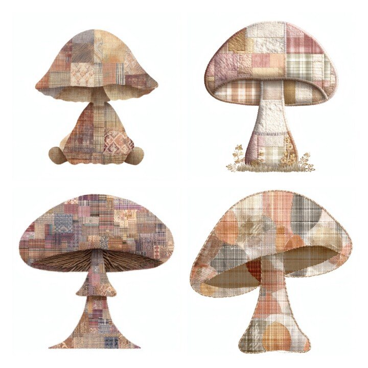 patchwork – 23 Patchwork Mushroom Cutouts