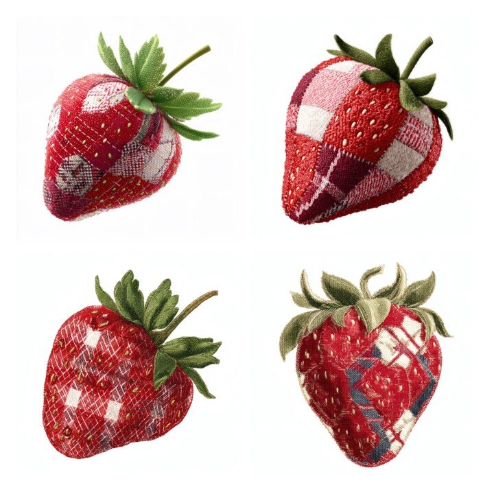 patchwork – 25 Patchwork Strawberry Cutouts