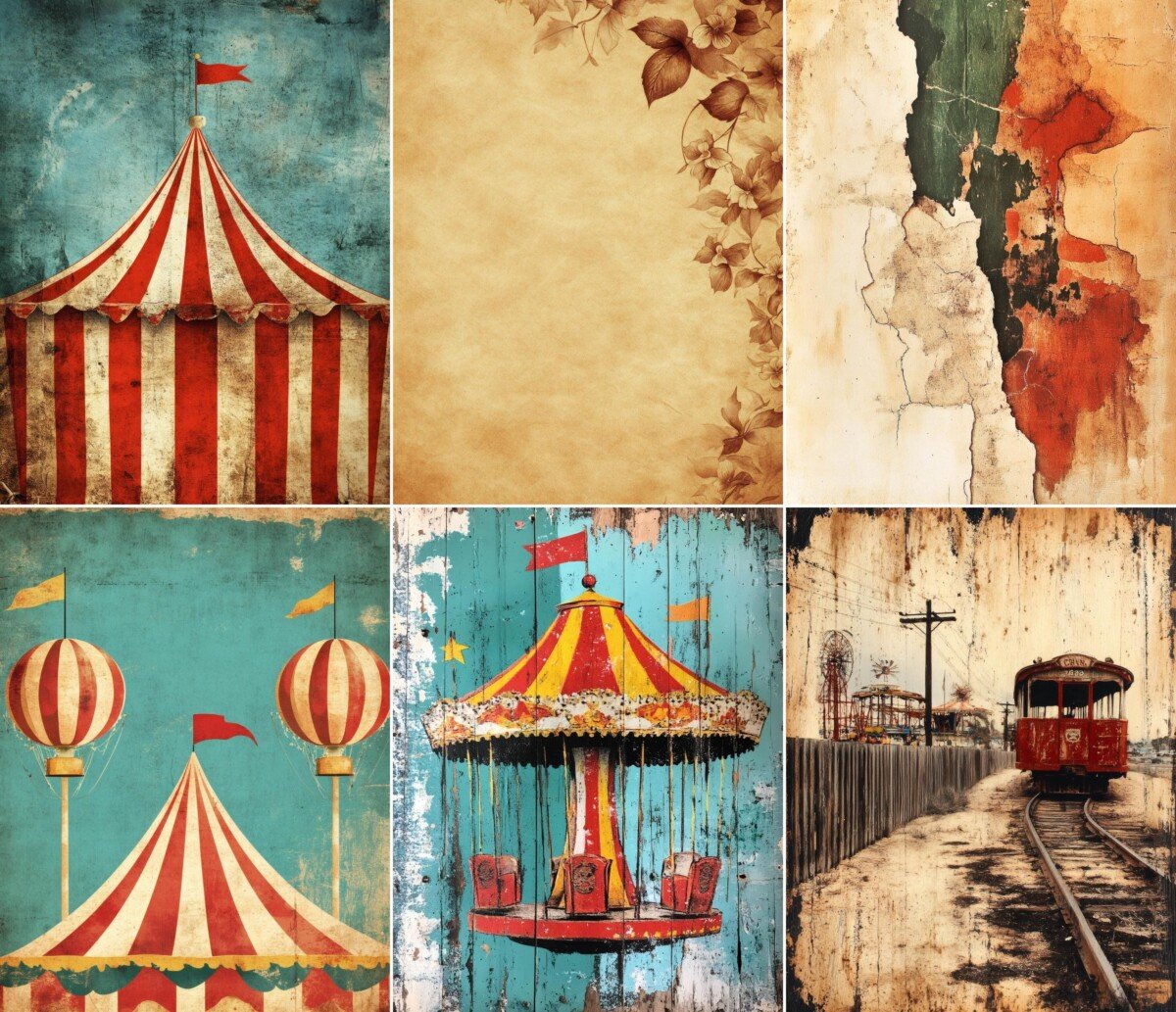 antique – 59 Antique Carnival Background Journal Pages