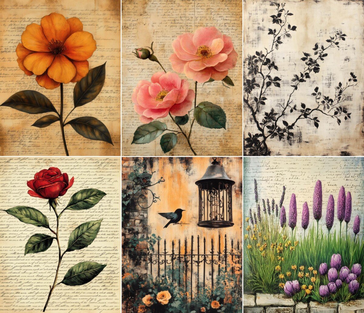 antique – 67 Antique Garden Junk Journal Pages
