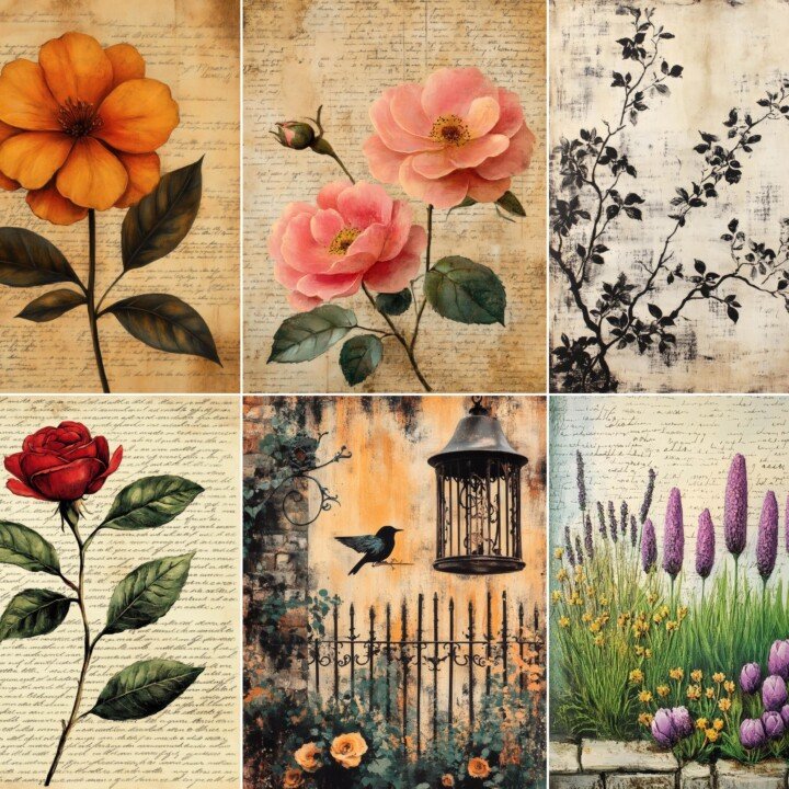 antique – 67 Antique Garden Junk Journal Pages