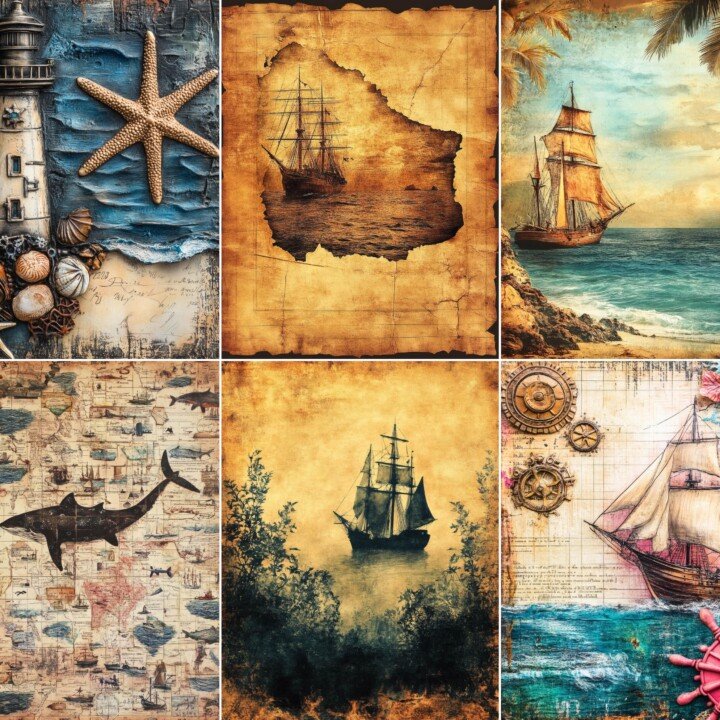 antique – 55 Antique Oceanography Background Journal Pages