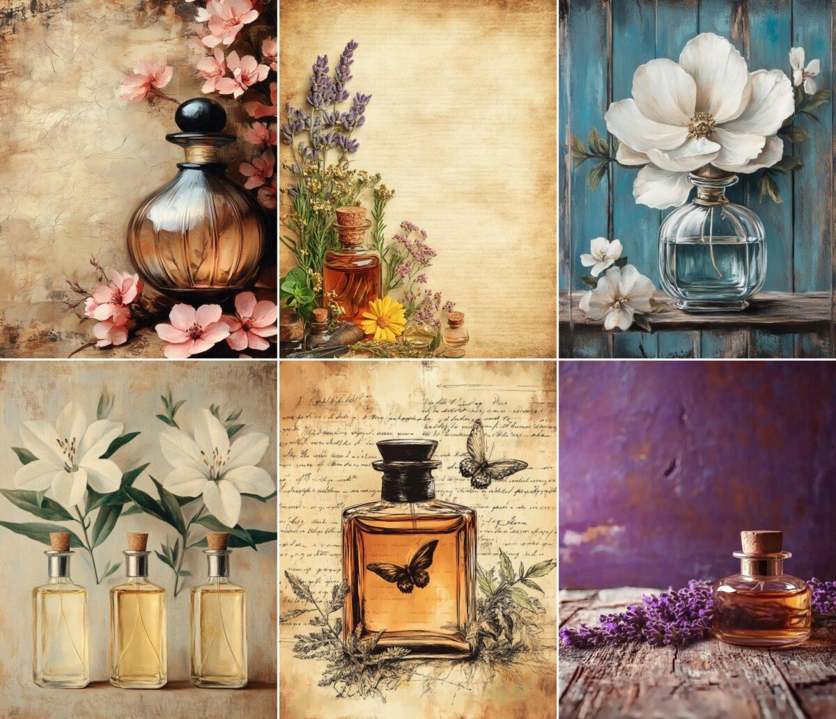 antique – 44 Antique Perfume Botanicals Junk Journal Pages