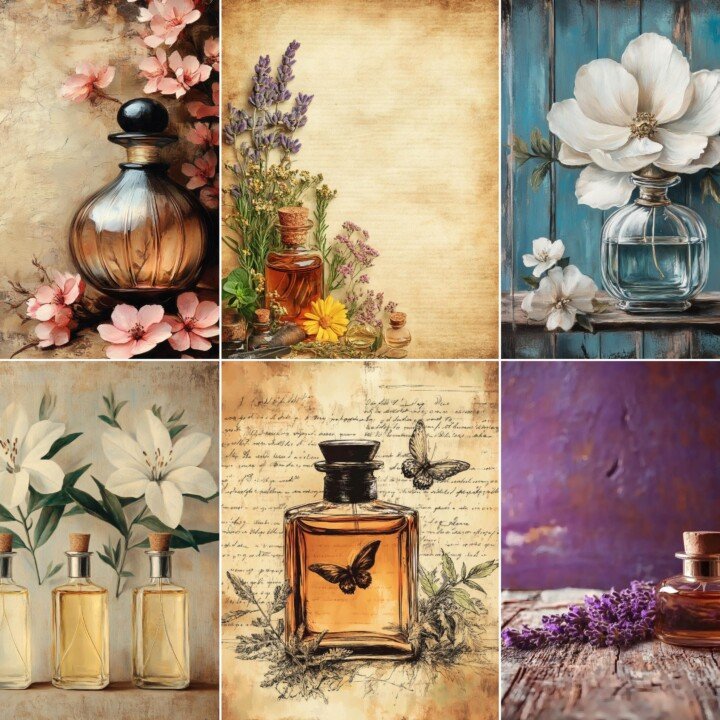 antique – 44 Antique Perfume Botanicals Junk Journal Pages