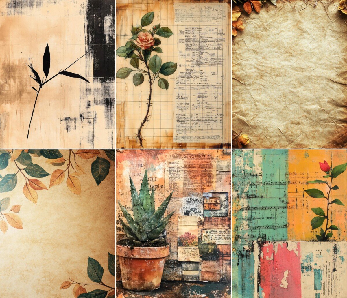 antique – 59 Antique Plant Auction Record Background Journal Pages