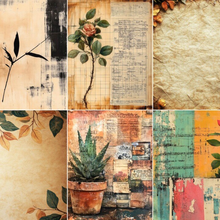 antique – 59 Antique Plant Auction Record Background Journal Pages