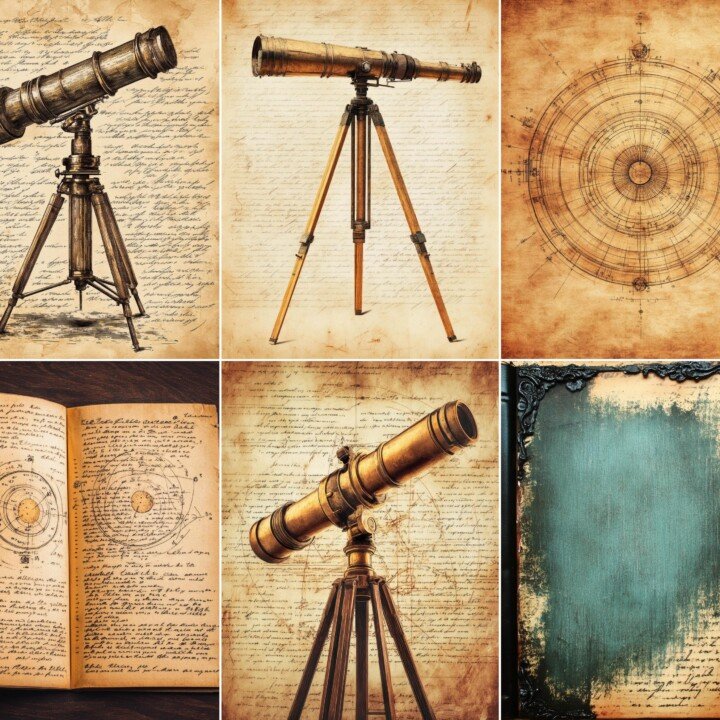 steampunk – 59 Steampunk Observatory Background Junk Journal Pages